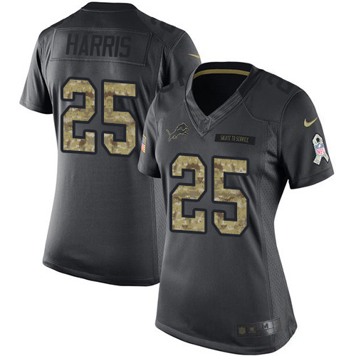 Nike Lions #25 Will Harris Black Women's Stitched NFL Limited 2016 Salute to Service Jersey Nike Lions #25 Will Harris Black Women's Stitched NFL Limited 2016 Salute to Service Jersey
