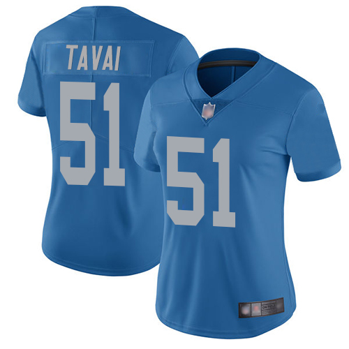 Nike Lions #51 Jahlani Tavai Blue Throwback Women's Stitched NFL Vapor Untouchable Limited Jersey Nike Lions #51 Jahlani Tavai Blue Throwback Women's Stitched NFL Vapor Untouchable Limited Jersey