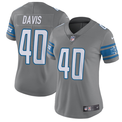 Nike Lions #40 Jarrad Davis Gray Women's Stitched NFL Limited Rush Jersey Nike Lions #40 Jarrad Davis Gray Women's Stitched NFL Limited Rush Jersey
