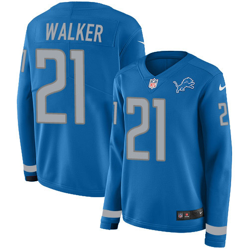 Nike Lions #21 Tracy Walker Blue Team Color Women's Stitched NFL Limited Therma Long Sleeve Jersey Nike Lions #21 Tracy Walker Blue Team Color Women's Stitched NFL Limited Therma Long Sleeve Jersey