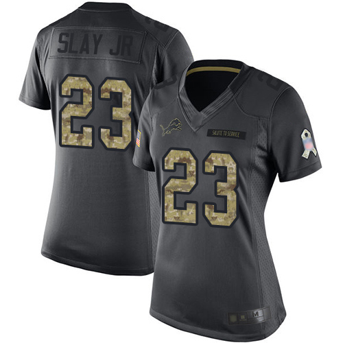 Nike Lions #23 Darius Slay Jr Black Women's Stitched NFL Limited 2016 Salute to Service Jersey Nike Lions #23 Darius Slay Jr Black Women's Stitched NFL Limited 2016 Salute to Service Jersey