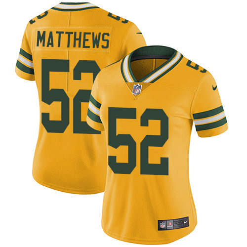 Nike Packers #52 Clay Matthews Yellow Women's Stitched NFL Limited Rush Jersey Nike Packers #52 Clay Matthews Yellow Women's Stitched NFL Limited Rush Jersey
