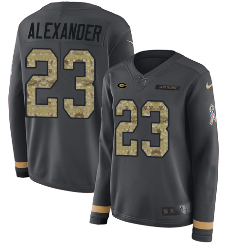 Nike Packers #23 Jaire Alexander Anthracite Salute to Service Women's Stitched NFL Limited Therma Long Sleeve Jersey Nike Packers #23 Jaire Alexander Anthracite Salute to Service Women's Stitched NFL Limited Therma Long Sleeve Jersey