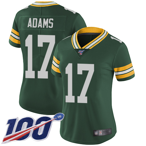 Nike Packers #17 Davante Adams Green Team Color Women's Stitched NFL 100th Season Vapor Limited Jersey Nike Packers #17 Davante Adams Green Team Color Women's Stitched NFL 100th Season Vapor Limited Jersey