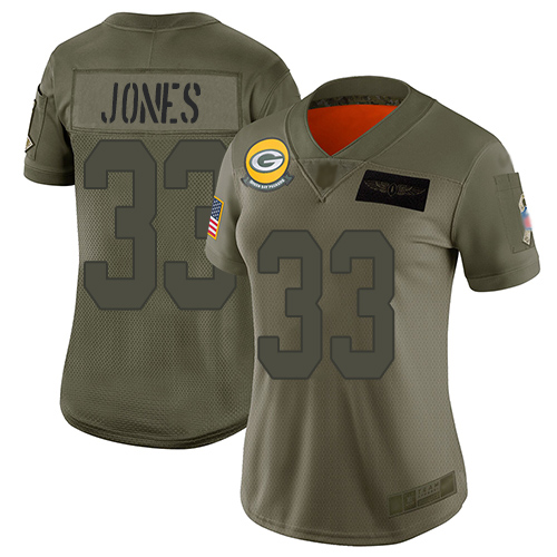 Nike Packers #33 Aaron Jones Camo Women's Stitched NFL Limited 2019 Salute to Service Jersey Nike Packers #33 Aaron Jones Camo Women's Stitched NFL Limited 2019 Salute to Service Jersey