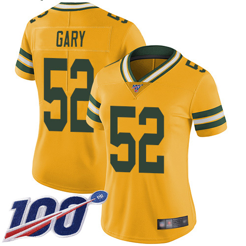 Nike Packers #52 Rashan Gary Yellow Women's Stitched NFL Limited Rush 100th Season Jersey Nike Packers #52 Rashan Gary Yellow Women's Stitched NFL Limited Rush 100th Season Jersey