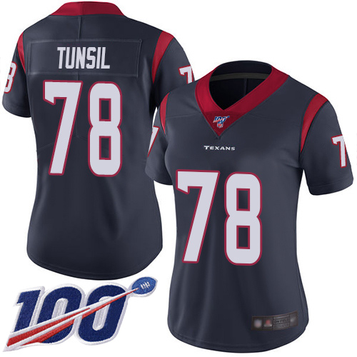 Nike Texans #78 Laremy Tunsil Navy Blue Team Color Women's Stitched NFL 100th Season Vapor Untouchable Limited Jersey