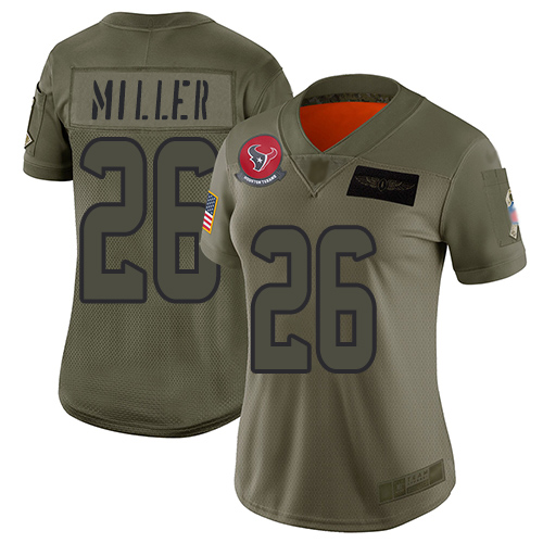 Nike Texans #26 Lamar Miller Camo Women's Stitched NFL Limited 2019 Salute to Service Jersey
