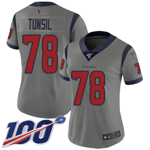 Nike Texans #78 Laremy Tunsil Gray Women's Stitched NFL Limited Inverted Legend 100th Season Jersey