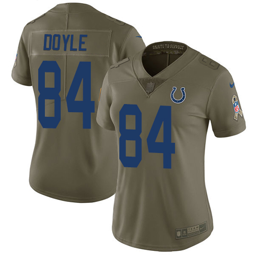 Nike Colts #84 Jack Doyle Olive Women's Stitched NFL Limited 2017 Salute to Service Jersey Nike Colts #84 Jack Doyle Olive Women's Stitched NFL Limited 2017 Salute to Service Jersey
