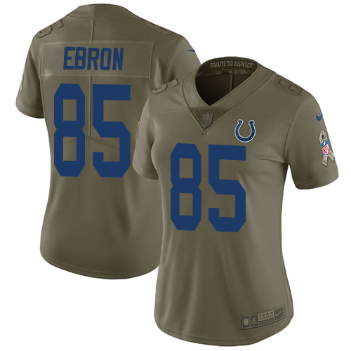 Nike Colts #85 Eric Ebron Olive Women's Stitched NFL Limited 2017 Salute to Service Jersey