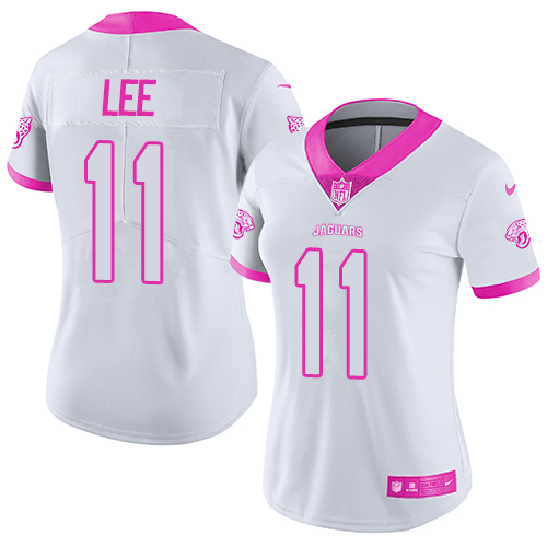 Nike Jaguars #11 Marqise Lee White/Pink Women's Stitched NFL Limited Rush Fashion Jersey Nike Jaguars #11 Marqise Lee White/Pink Women's Stitched NFL Limited Rush Fashion Jersey