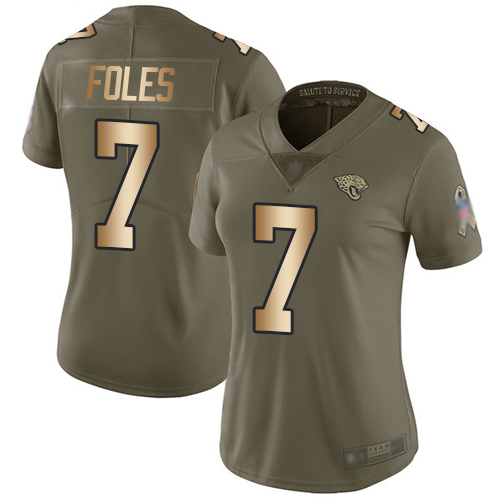 Nike Jaguars #7 Nick Foles Olive/Gold Women's Stitched NFL Limited 2017 Salute to Service Jersey Nike Jaguars #7 Nick Foles Olive/Gold Women's Stitched NFL Limited 2017 Salute to Service Jersey