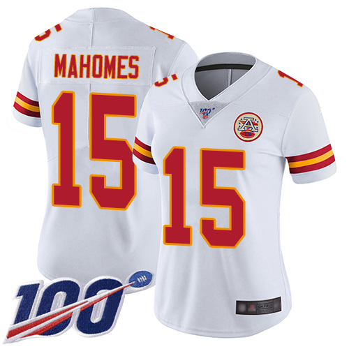 Nike Chiefs #15 Patrick Mahomes White Women's Stitched NFL 100th Season Vapor Limited Jersey