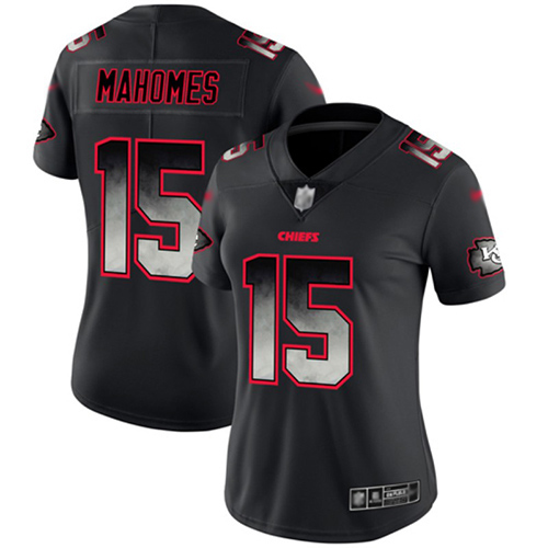 Nike Chiefs #15 Patrick Mahomes Black Women's Stitched NFL Vapor Untouchable Limited Smoke Fashion Jersey Nike Chiefs #15 Patrick Mahomes Black Women's Stitched NFL Vapor Untouchable Limited Smoke Fashion Jersey
