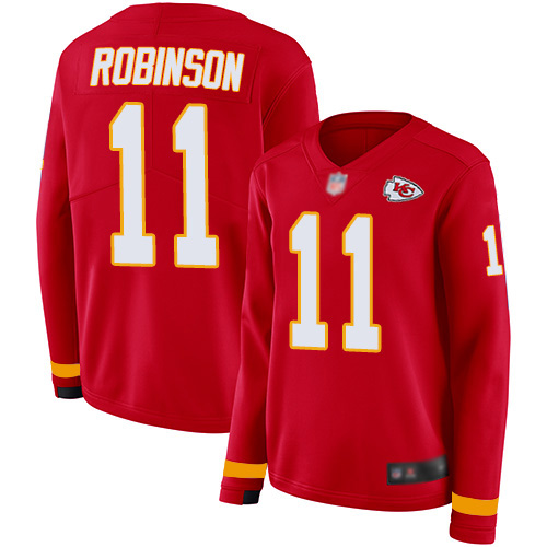Nike Chiefs #11 Demarcus Robinson Red Team Color Women's Stitched NFL Limited Therma Long Sleeve Jersey Nike Chiefs #11 Demarcus Robinson Red Team Color Women's Stitched NFL Limited Therma Long Sleeve Jersey