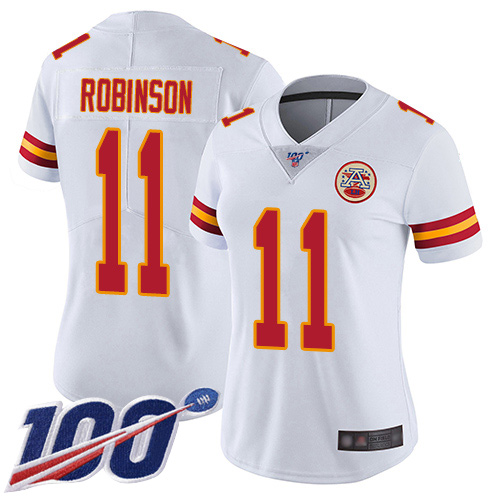 Nike Chiefs #11 Demarcus Robinson White Women's Stitched NFL 100th Season Vapor Limited Jersey Nike Chiefs #11 Demarcus Robinson White Women's Stitched NFL 100th Season Vapor Limited Jersey