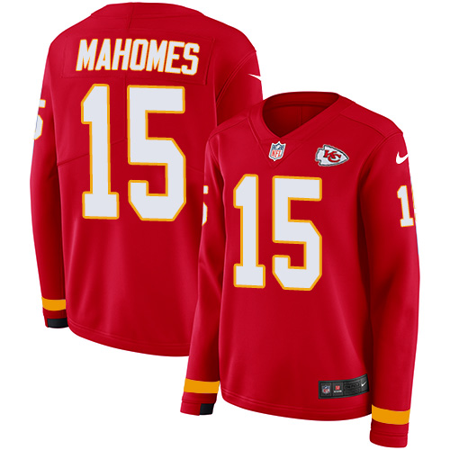 Nike Chiefs #15 Patrick Mahomes Red Team Color Women's Stitched NFL Limited Therma Long Sleeve Jersey Nike Chiefs #15 Patrick Mahomes Red Team Color Women's Stitched NFL Limited Therma Long Sleeve Jersey
