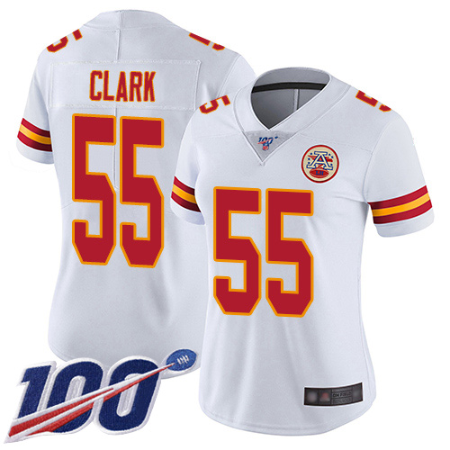 Nike Chiefs #55 Frank Clark White Women's Stitched NFL 100th Season Vapor Limited Jersey Nike Chiefs #55 Frank Clark White Women's Stitched NFL 100th Season Vapor Limited Jersey