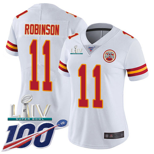 Nike Chiefs #11 Demarcus Robinson White Super Bowl LIV 2020 Women's Stitched NFL 100th Season Vapor Untouchable Limited Jersey