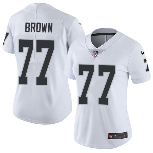 Nike Raiders #77 Trent Brown White Women's Stitched NFL Vapor Untouchable Limited Jersey Nike Raiders #77 Trent Brown White Women's Stitched NFL Vapor Untouchable Limited Jersey