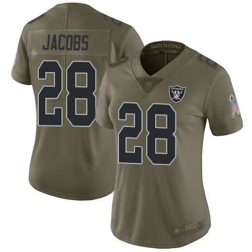Nike Raiders #28 Josh Jacobs Olive Women's Stitched NFL Limited 2017 Salute to Service Jersey Nike Raiders #28 Josh Jacobs Olive Women's Stitched NFL Limited 2017 Salute to Service Jersey