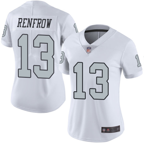 Nike Raiders #13 Hunter Renfrow White Women's Stitched NFL Limited Rush Jersey Nike Raiders #13 Hunter Renfrow White Women's Stitched NFL Limited Rush Jersey