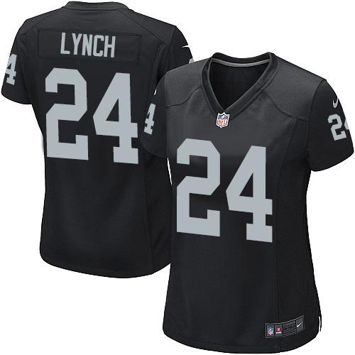 Nike Raiders #24 Marshawn Lynch Black Team Color Women's Stitched NFL Elite Jersey
