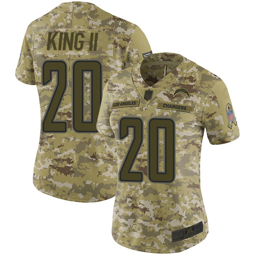 Nike Chargers #20 Desmond King II Camo Women's Stitched NFL Limited 2018 Salute to Service Jersey Nike Chargers #20 Desmond King II Camo Women's Stitched NFL Limited 2018 Salute to Service Jersey