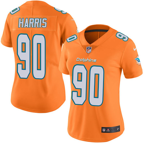 Nike Dolphins #90 Charles Harris Orange Women's Stitched NFL Limited Rush Jersey Nike Dolphins #90 Charles Harris Orange Women's Stitched NFL Limited Rush Jersey