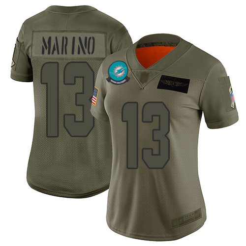 Nike Dolphins #13 Dan Marino Camo Women's Stitched NFL Limited 2019 Salute to Service Jersey