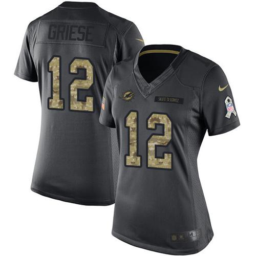 Nike Dolphins #12 Bob Griese Black Women's Stitched NFL Limited 2016 Salute to Service Jersey Nike Dolphins #12 Bob Griese Black Women's Stitched NFL Limited 2016 Salute to Service Jersey
