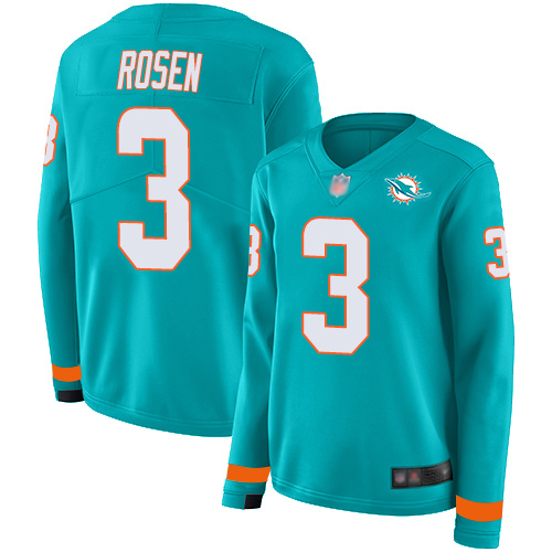 Nike Dolphins #3 Josh Rosen Aqua Green Team Color Women's Stitched NFL Limited Therma Long Sleeve Jersey Nike Dolphins #3 Josh Rosen Aqua Green Team Color Women's Stitched NFL Limited Therma Long Sleeve Jersey
