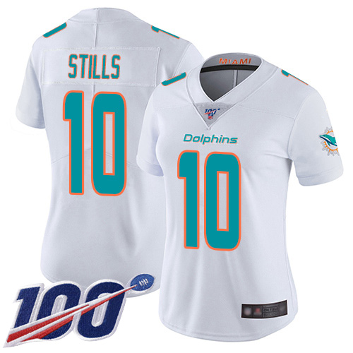 Nike Dolphins #10 Kenny Stills White Women's Stitched NFL 100th Season Vapor Limited Jersey Nike Dolphins #10 Kenny Stills White Women's Stitched NFL 100th Season Vapor Limited Jersey