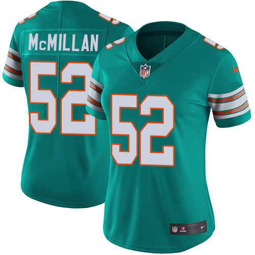 Nike Dolphins #52 Raekwon McMillan Aqua Green Alternate Women's Stitched NFL Vapor Untouchable Limited Jersey Nike Dolphins #52 Raekwon McMillan Aqua Green Alternate Women's Stitched NFL Vapor Untouchable Limited Jersey
