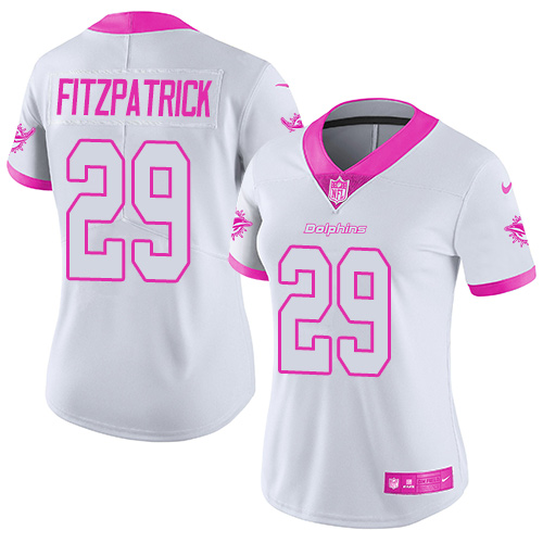 Nike Dolphins #29 Minkah Fitzpatrick White/Pink Women's Stitched NFL Limited Rush Fashion Jersey Nike Dolphins #29 Minkah Fitzpatrick White/Pink Women's Stitched NFL Limited Rush Fashion Jersey