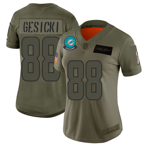 Nike Dolphins #88 Mike Gesicki Camo Women's Stitched NFL Limited 2019 Salute to Service Jersey Nike Dolphins #88 Mike Gesicki Camo Women's Stitched NFL Limited 2019 Salute to Service Jersey