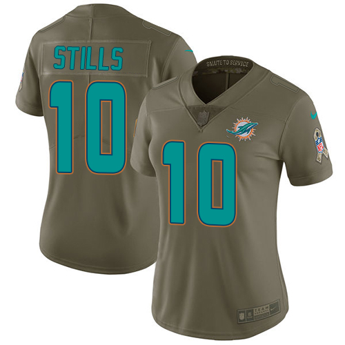 Nike Dolphins #10 Kenny Stills Olive Women's Stitched NFL Limited 2017 Salute to Service Jersey