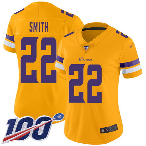 Nike Vikings #22 Harrison Smith Gold Women's Stitched NFL Limited Inverted Legend 100th Season Jersey Nike Vikings #22 Harrison Smith Gold Women's Stitched NFL Limited Inverted Legend 100th Season Jersey