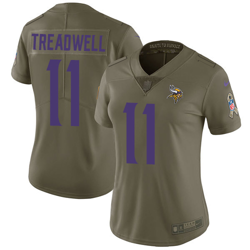 Nike Vikings #11 Laquon Treadwell Olive Women's Stitched NFL Limited 2017 Salute to Service Jersey Nike Vikings #11 Laquon Treadwell Olive Women's Stitched NFL Limited 2017 Salute to Service Jersey