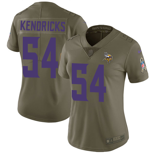 Nike Vikings #54 Eric Kendricks Olive Women's Stitched NFL Limited 2017 Salute to Service Jersey