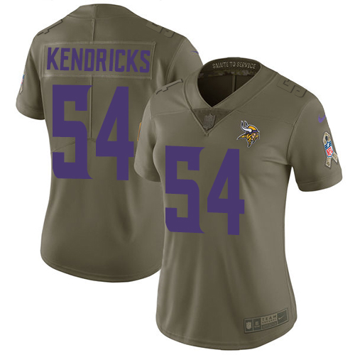 Nike Vikings #54 Eric Kendricks Olive Women's Stitched NFL Limited 2017 Salute to Service Jersey Nike Vikings #54 Eric Kendricks Olive Women's Stitched NFL Limited 2017 Salute to Service Jersey