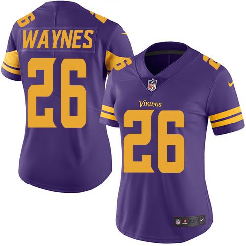 Nike Vikings #26 Trae Waynes Purple Women's Stitched NFL Limited Rush Jersey Nike Vikings #26 Trae Waynes Purple Women's Stitched NFL Limited Rush Jersey