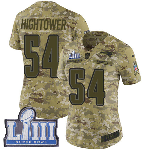 Nike Patriots #54 Dont'a Hightower Camo Super Bowl LIII Bound Women's Stitched NFL Limited 2018 Salute to Service Jersey Nike Patriots #54 Dont'a Hightower Camo Super Bowl LIII Bound Women's Stitched NFL Limited 2018 Salute to Service Jersey