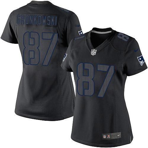 Nike Patriots #87 Rob Gronkowski Black Impact Women's Stitched NFL Limited Jersey