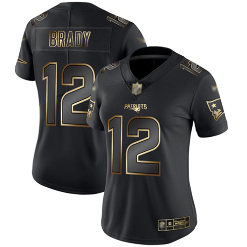 Nike Patriots #12 Tom Brady Black/Gold Women's Stitched NFL Vapor Untouchable Limited Jersey Nike Patriots #12 Tom Brady Black/Gold Women's Stitched NFL Vapor Untouchable Limited Jersey