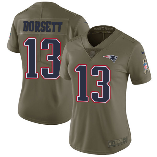 Nike Patriots #13 Phillip Dorsett Olive Women's Stitched NFL Limited 2017 Salute to Service Jersey