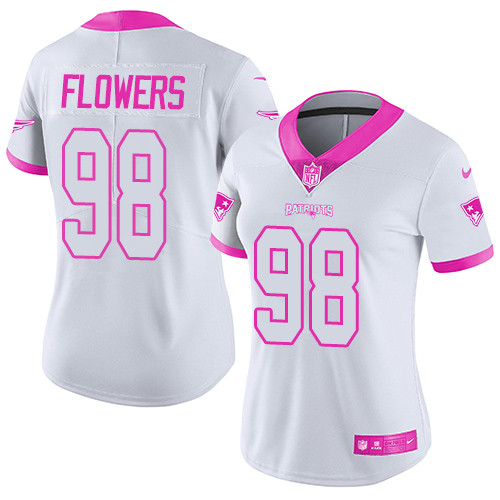 Nike Patriots #98 Trey Flowers White/Pink Women's Stitched NFL Limited Rush Fashion Jersey Nike Patriots #98 Trey Flowers White/Pink Women's Stitched NFL Limited Rush Fashion Jersey