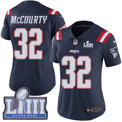 Nike Patriots #32 Devin McCourty Navy Blue Super Bowl LIII Bound Women's Stitched NFL Limited Rush Jersey Nike Patriots #32 Devin McCourty Navy Blue Super Bowl LIII Bound Women's Stitched NFL Limited Rush Jersey