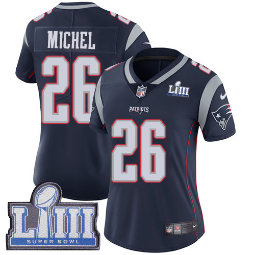 Nike Patriots #26 Sony Michel Navy Blue Team Color Super Bowl LIII Bound Women's Stitched NFL Vapor Untouchable Limited Jersey Nike Patriots #26 Sony Michel Navy Blue Team Color Super Bowl LIII Bound Women's Stitched NFL Vapor Untouchable Limited Jersey